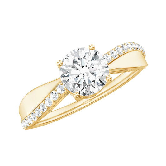 Certified Lab Grown Diamond Engagement Ring With Bypass Details