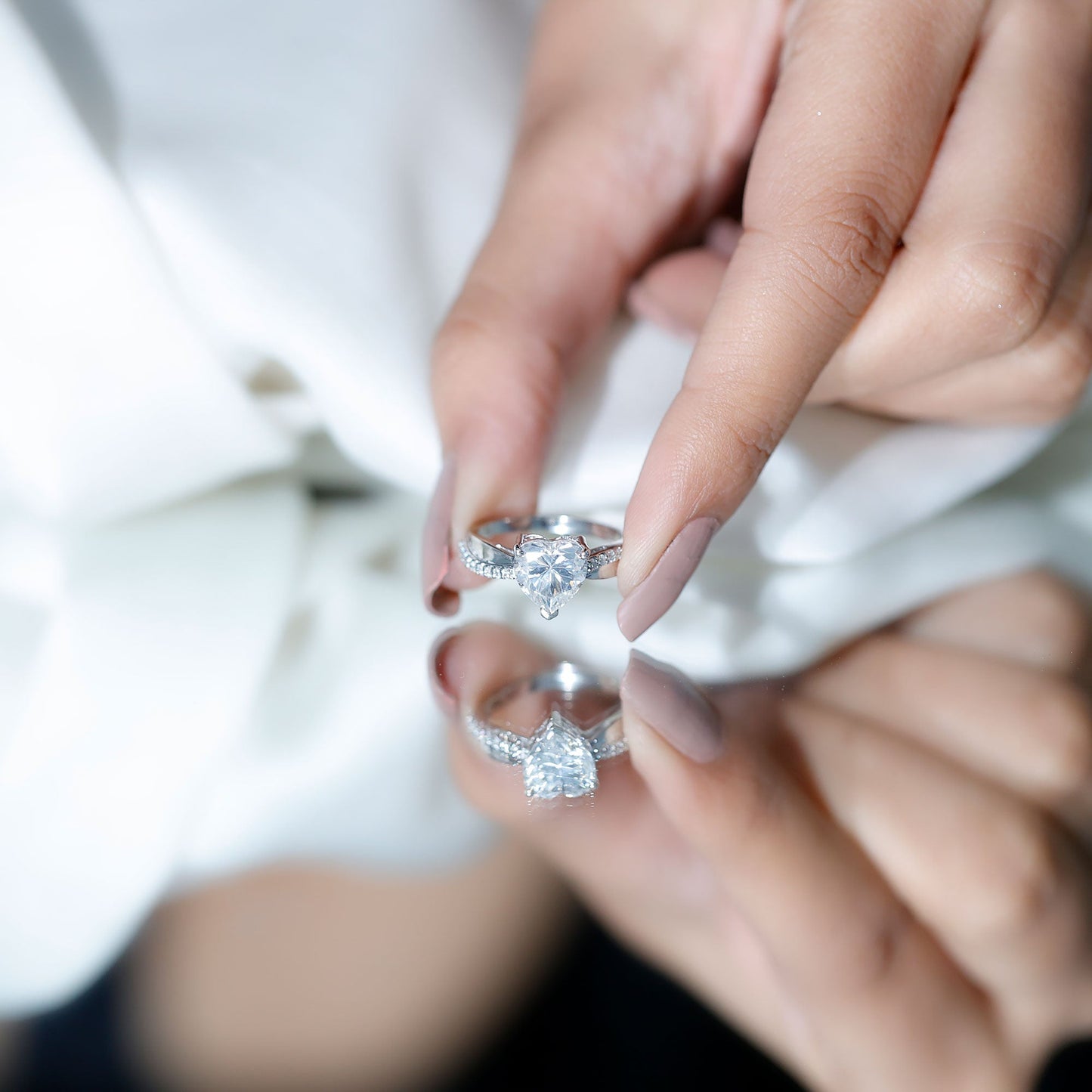 Lab Grown Diamond Heart Engagement Ring With Bypass Details