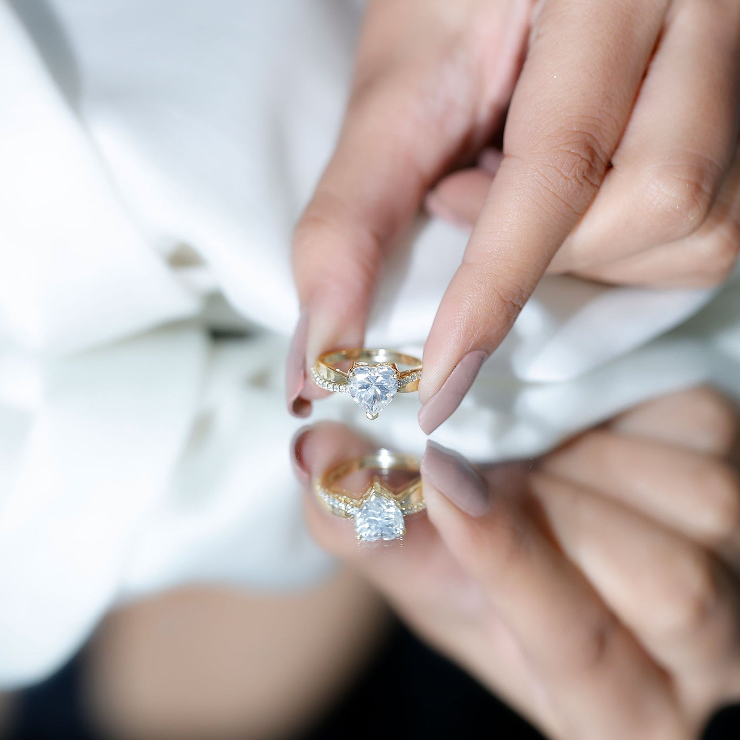 Lab Grown Diamond Heart Engagement Ring With Bypass Details