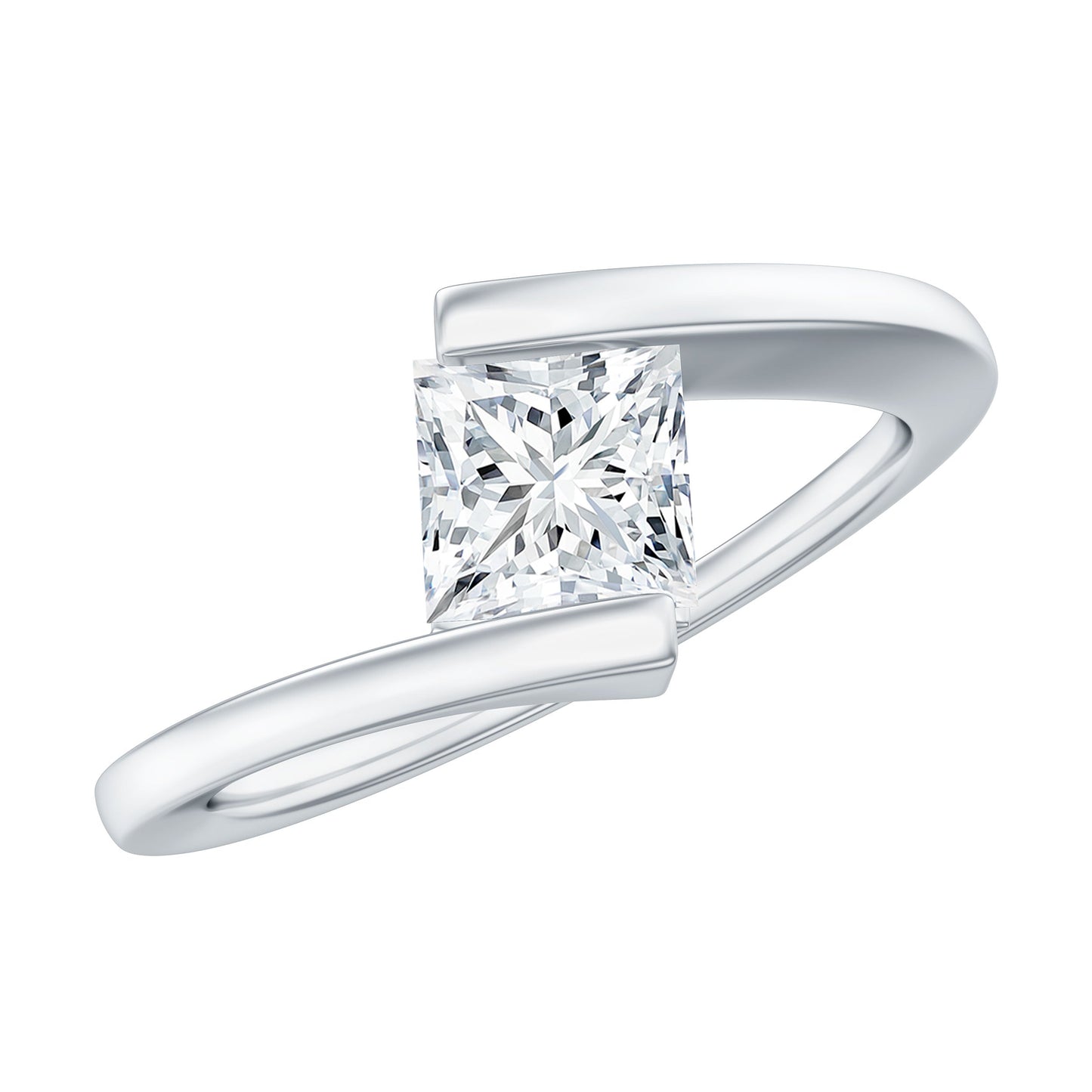 0.8 Carat Princess Cut Lab Grown Diamond Ring With Tension Setting