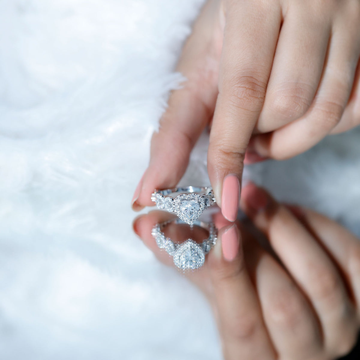 Vintage Inspired Lab Grown Diamond Heart Engagement Ring For Her