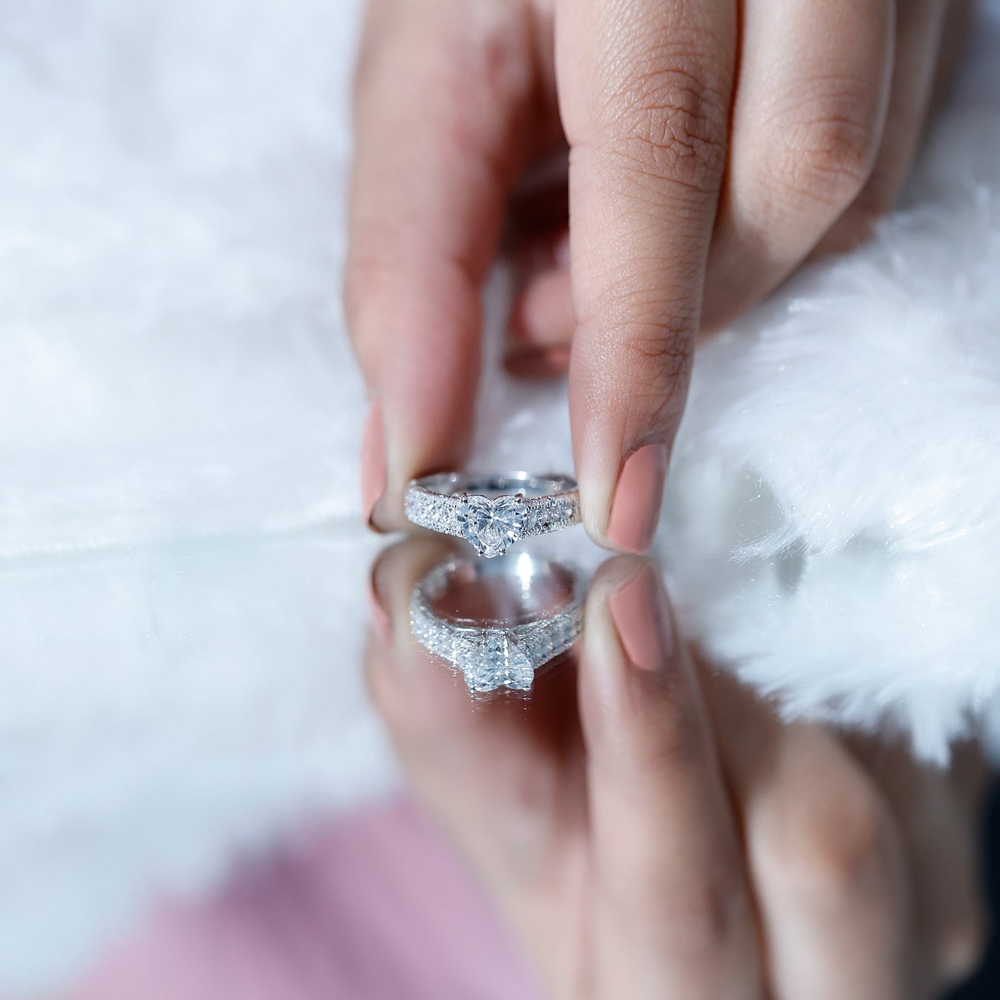Heart Engagement Ring With Lab Grown Diamonds