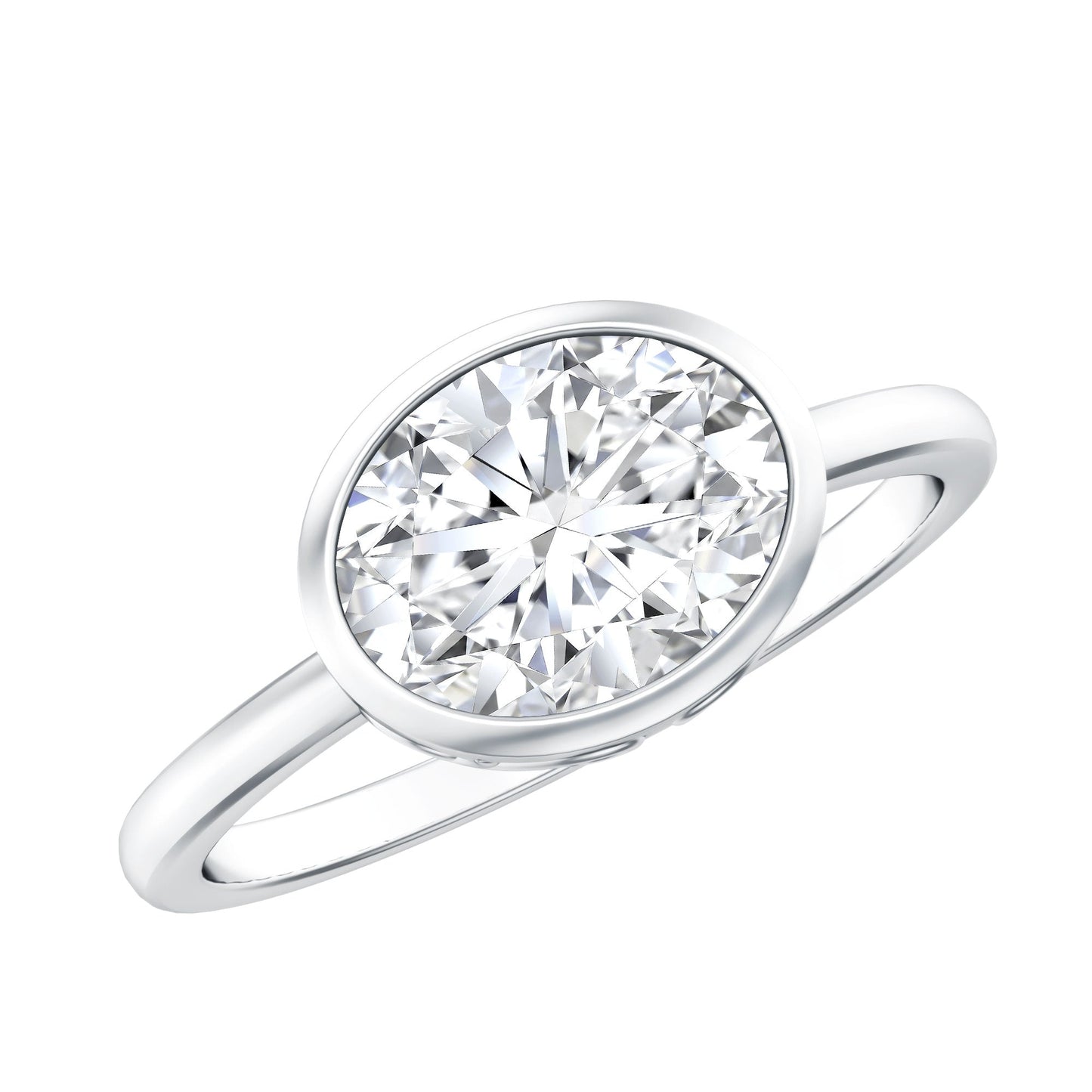 Bezel Set Lab Grown Diamond East West Engagement Ring