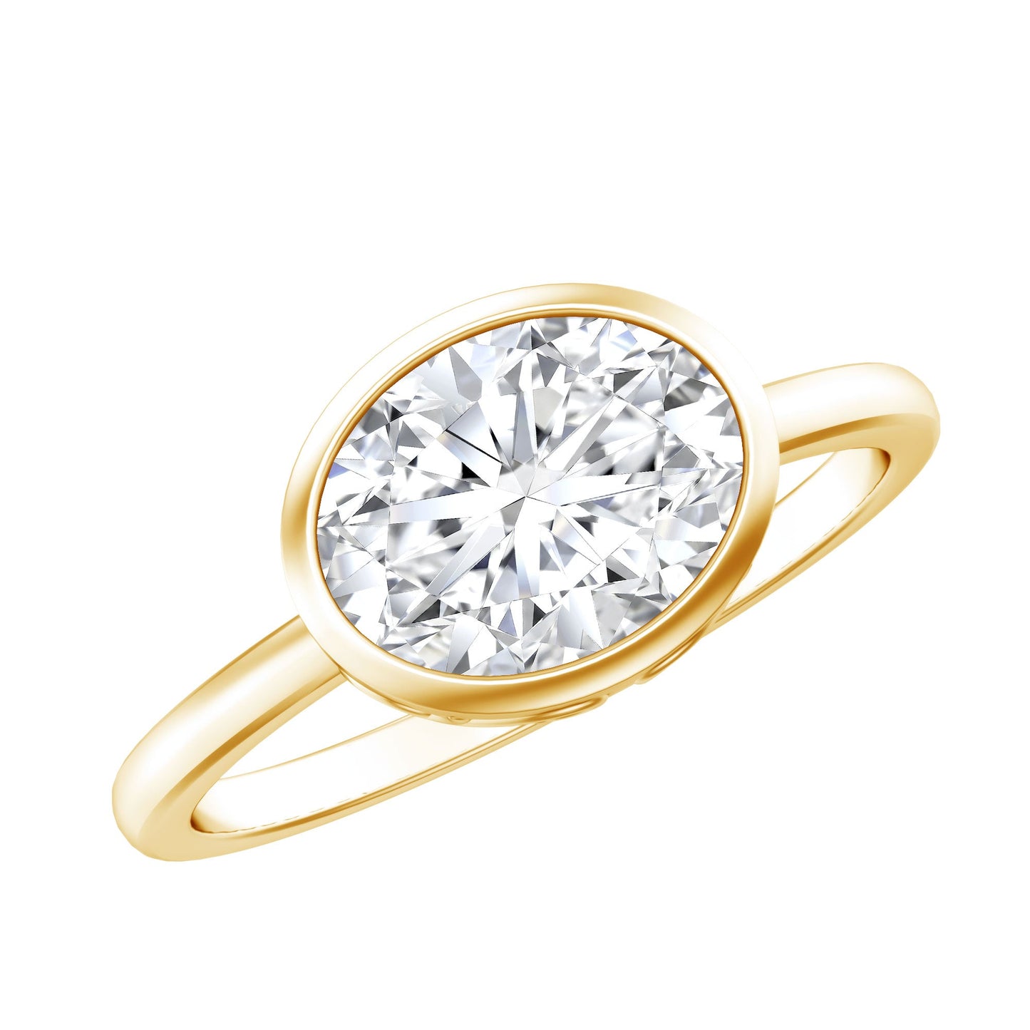 Bezel Set Lab Grown Diamond East West Engagement Ring