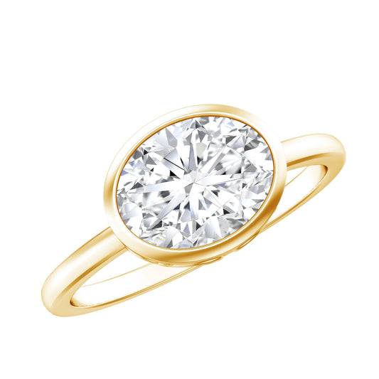 Bezel Set Lab Grown Diamond East West Engagement Ring