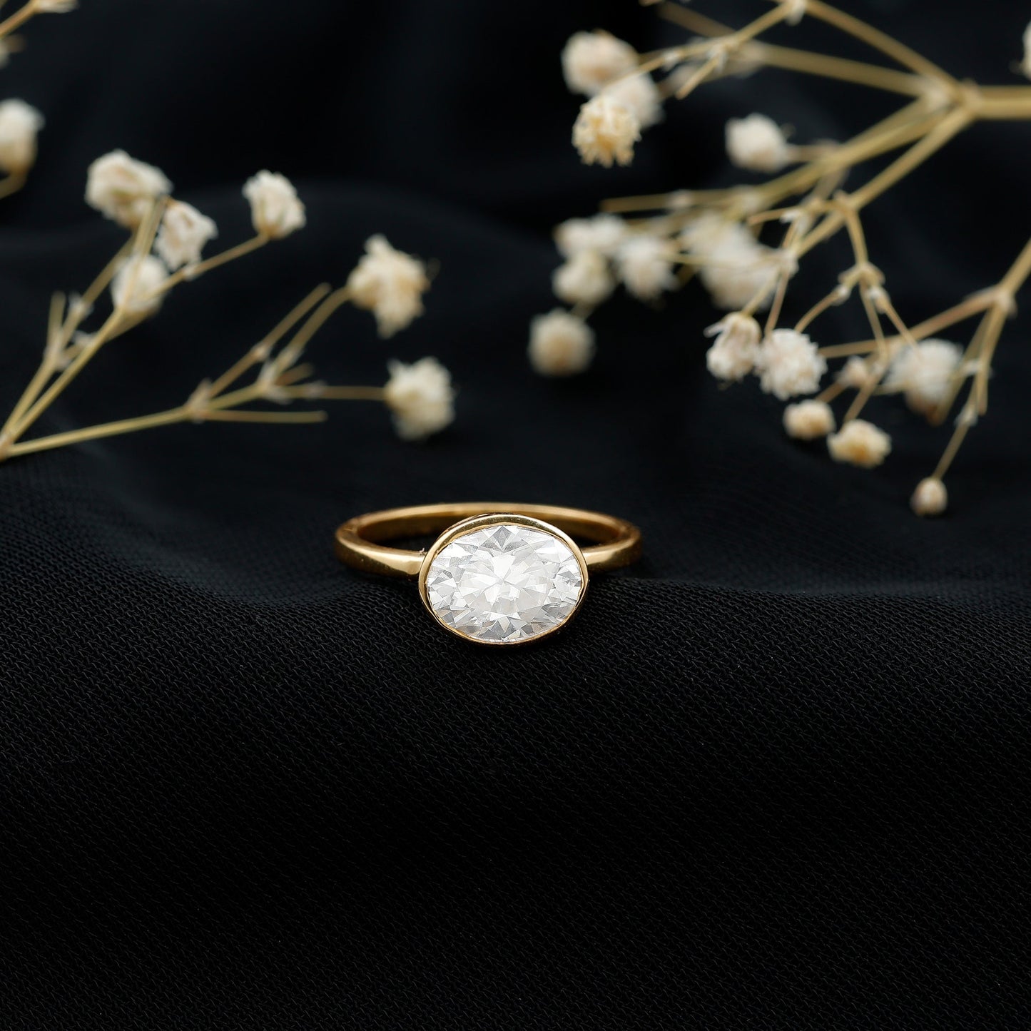 Bezel Set Lab Grown Diamond East West Engagement Ring