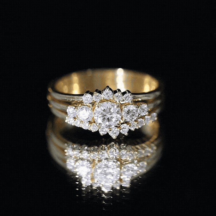 Lab Grown Diamond Trio Wedding Ring Set For Bride