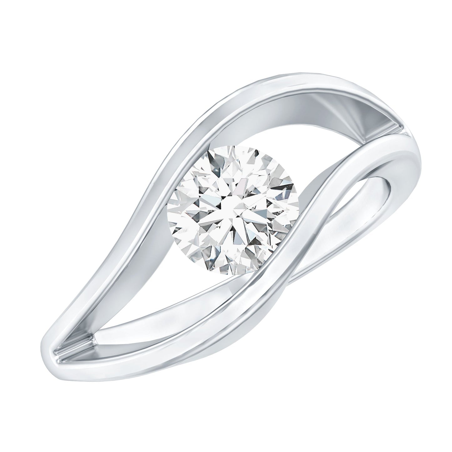 Certified 0.98 Carat Lab Created Diamond Round Engagement Ring in Tension Setting