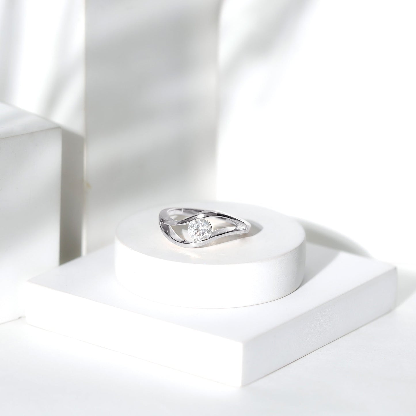 Certified 0.98 Carat Lab Created Diamond Round Engagement Ring in Tension Setting