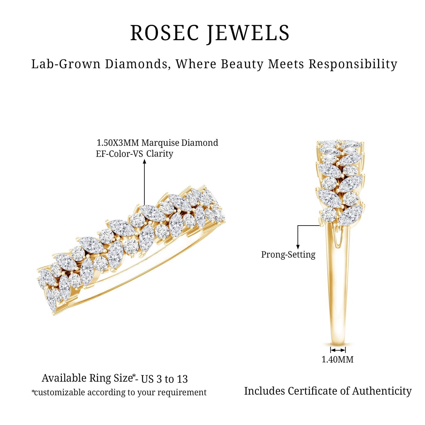 Certified Lab Grown Diamond Marquise Wedding Band