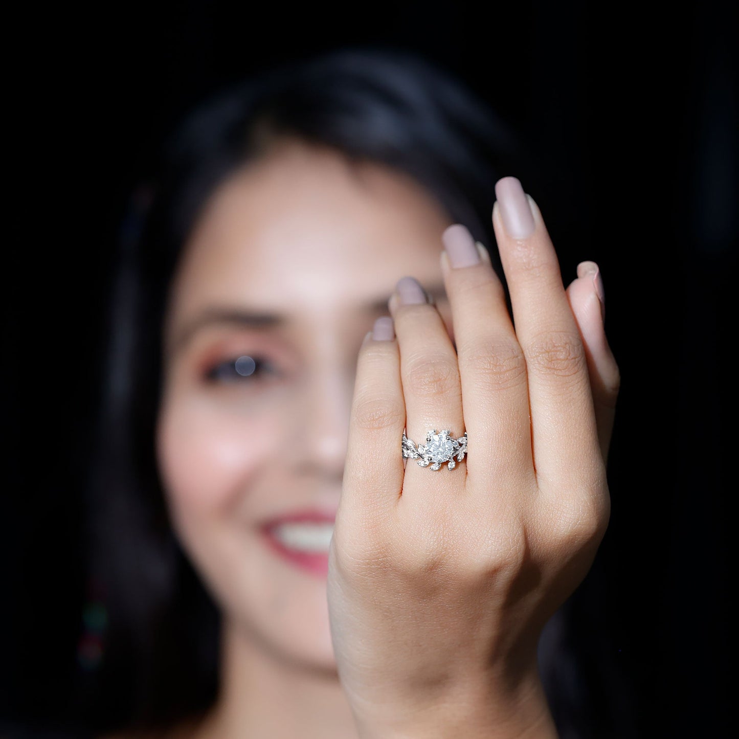 Round Cut 1.2 Carat Lab Grown Diamond Flower Engagement Ring