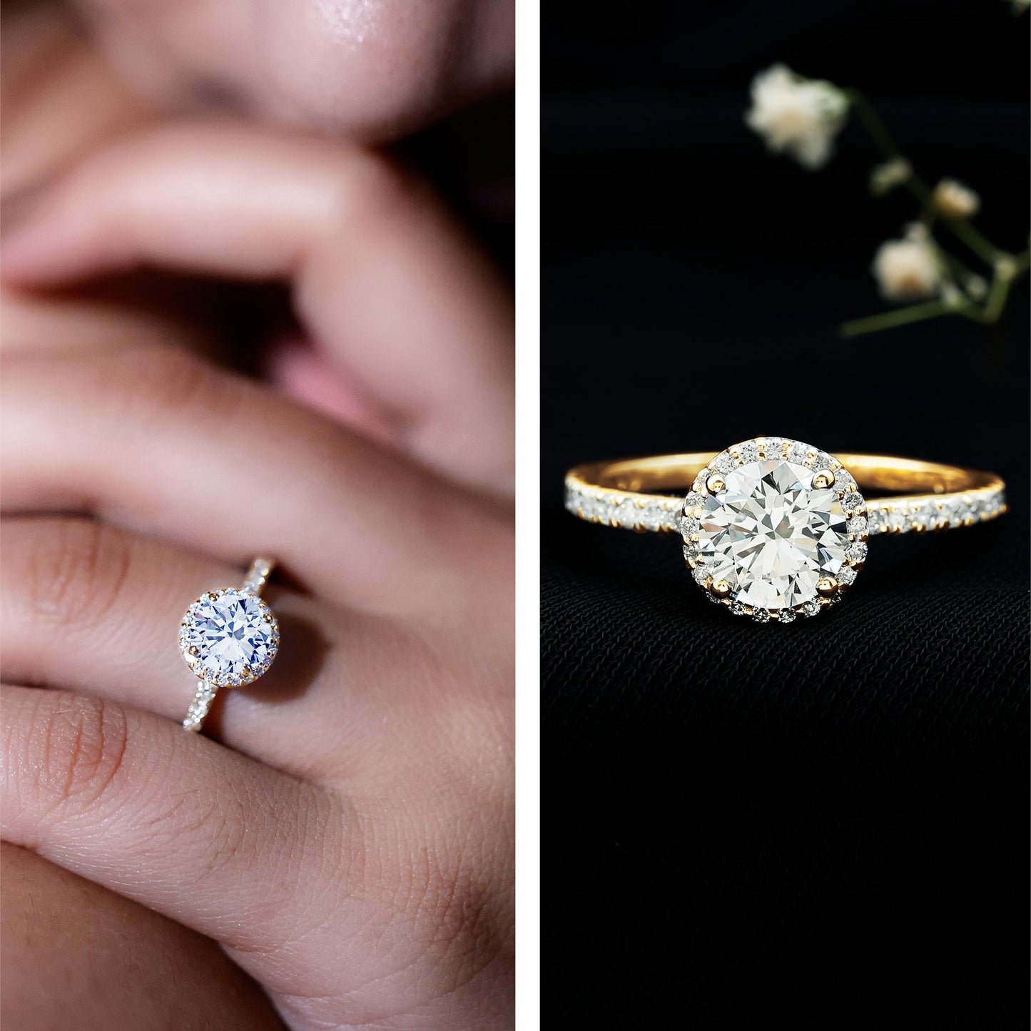 Certified Brilliant Cut Diamond Halo Engagement Ring With Side Stones