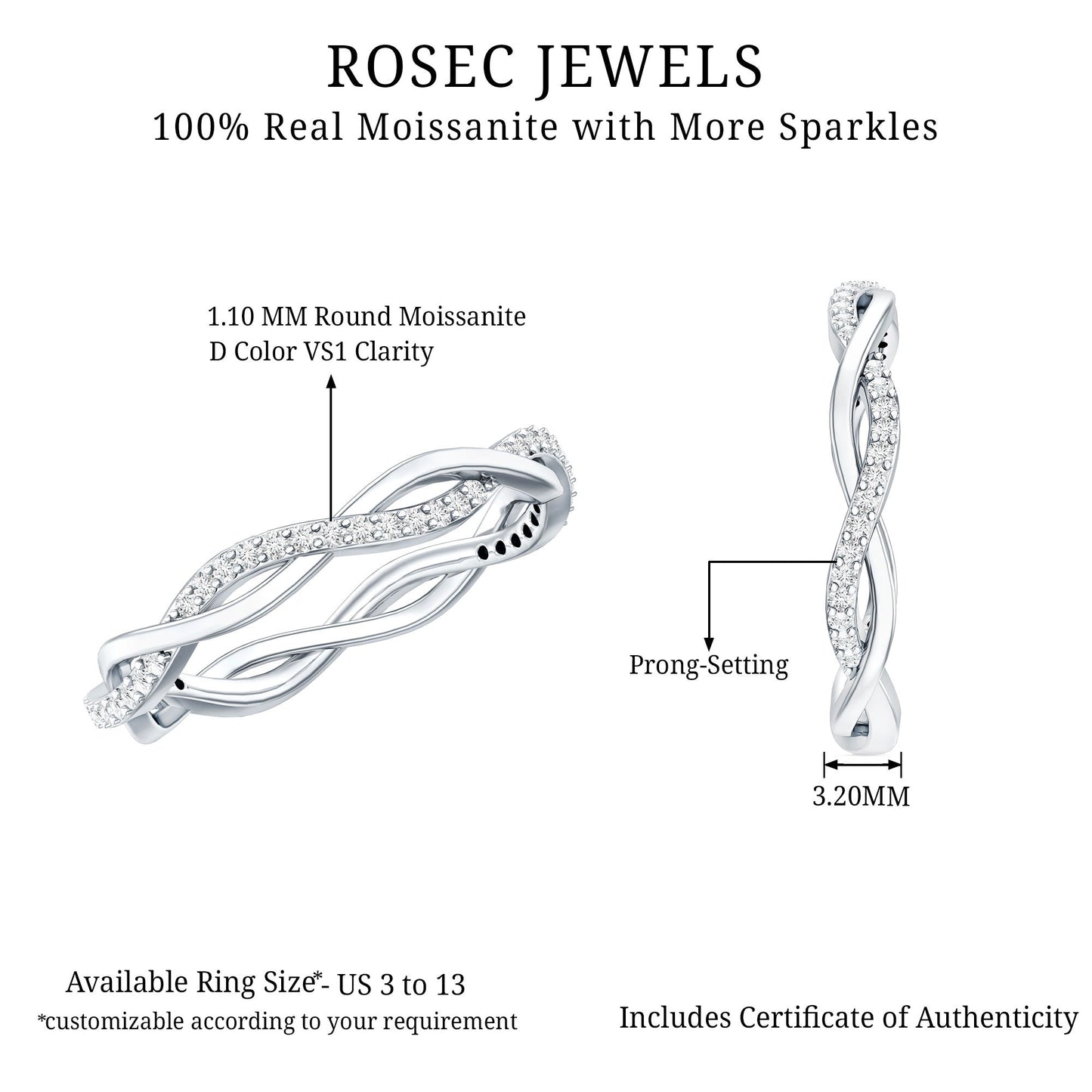 Lab Grown Diamond Braided Wedding Ring For Women