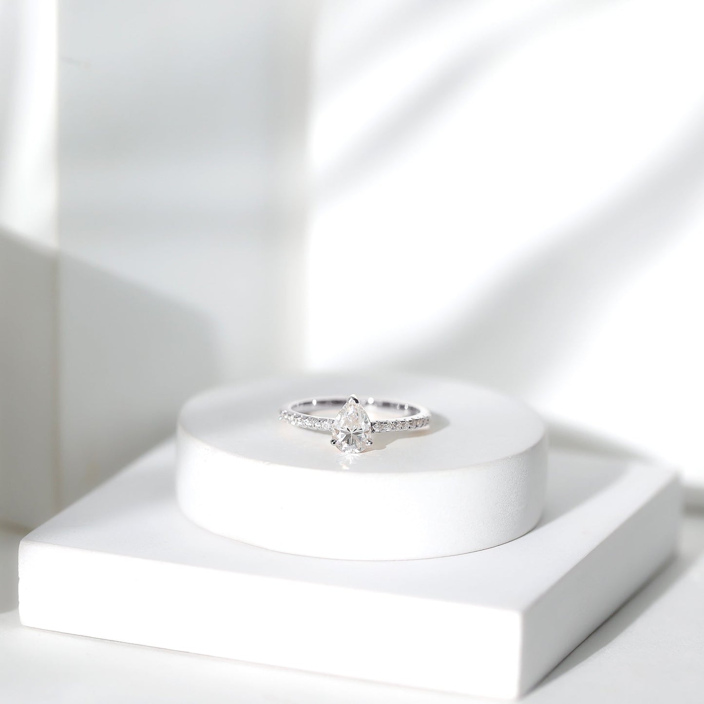 0.6 Carat Pear Cut Man Made Diamond Engagement Ring