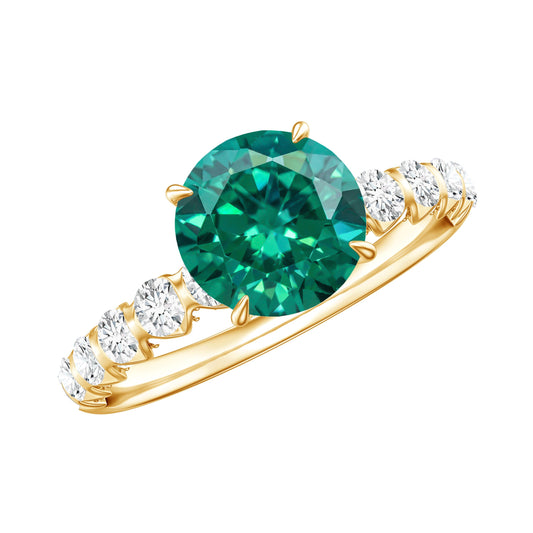 Womens Lab Grown Emerald Engagement Ring with Diamonds