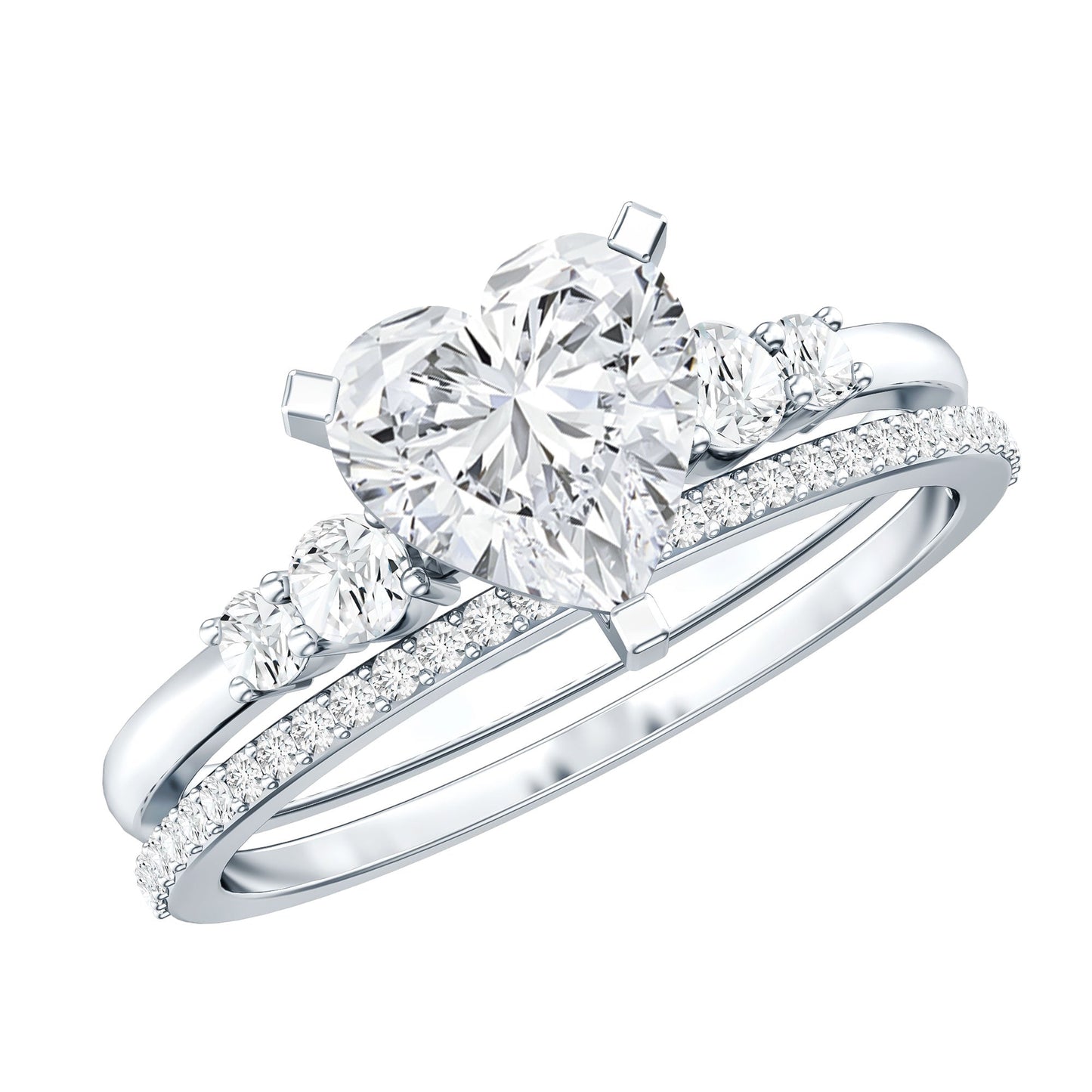 1.2 Carat Certified Lab Grown Diamond Heart Bridal Ring Set