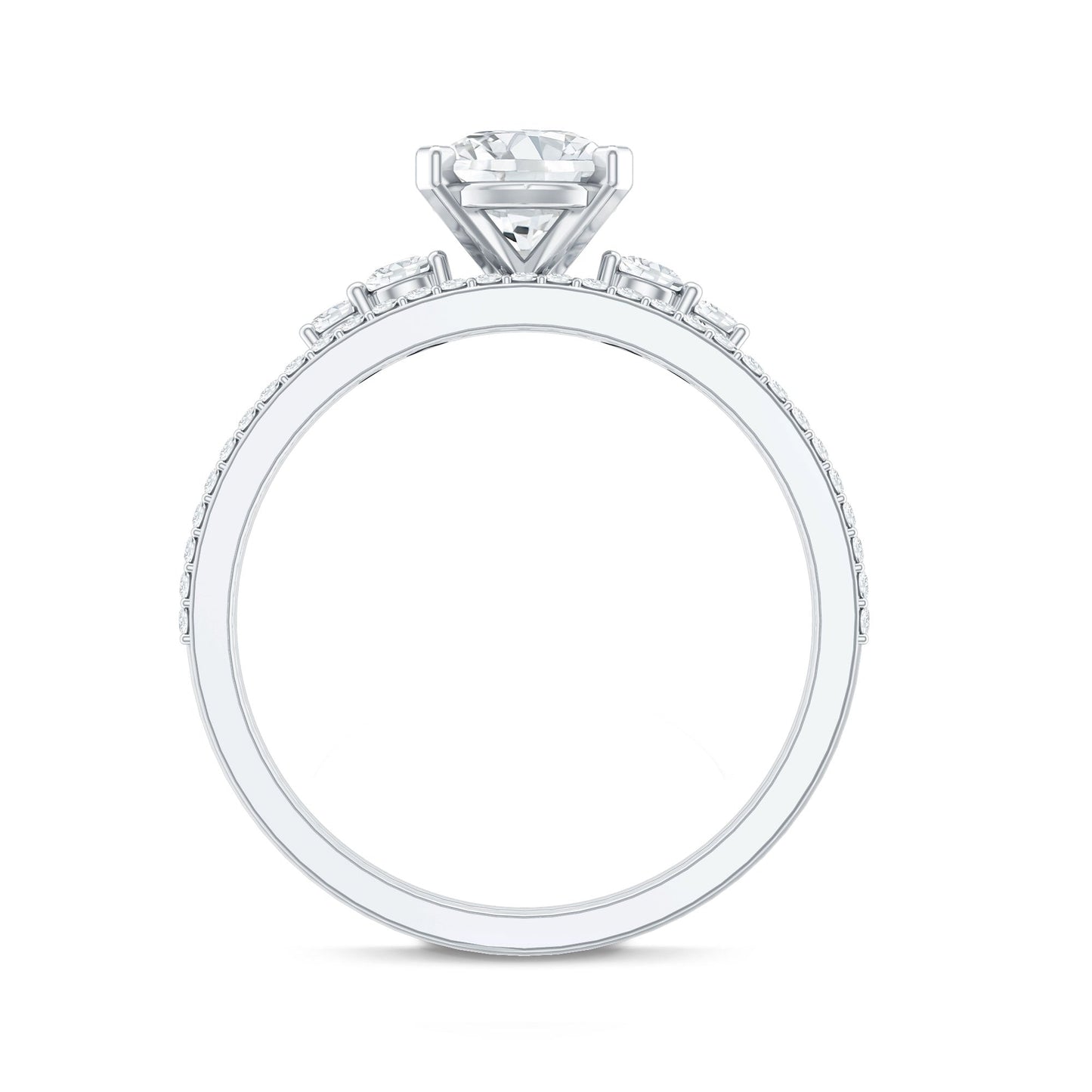 1.3 Carat Certified Lab Grown Diamond Teardrop Bridal Ring Set