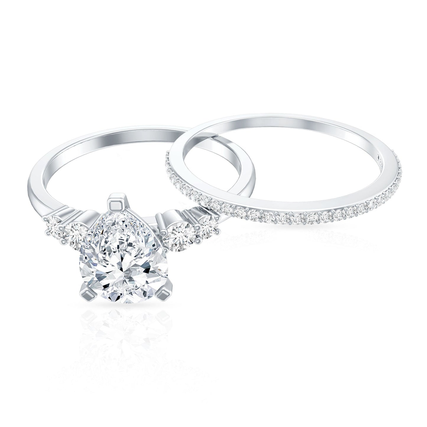 1.3 Carat Certified Lab Grown Diamond Teardrop Bridal Ring Set