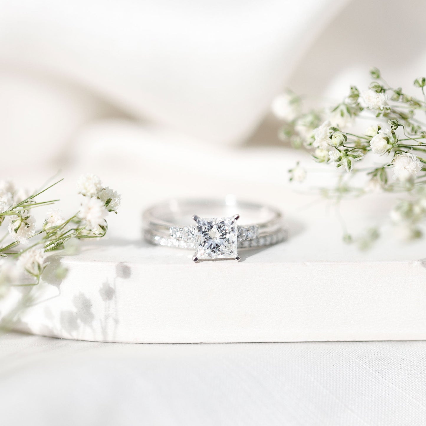 1.2 Carat Lab Grown Diamond Princess Cut Engagement Ring With Enhancer