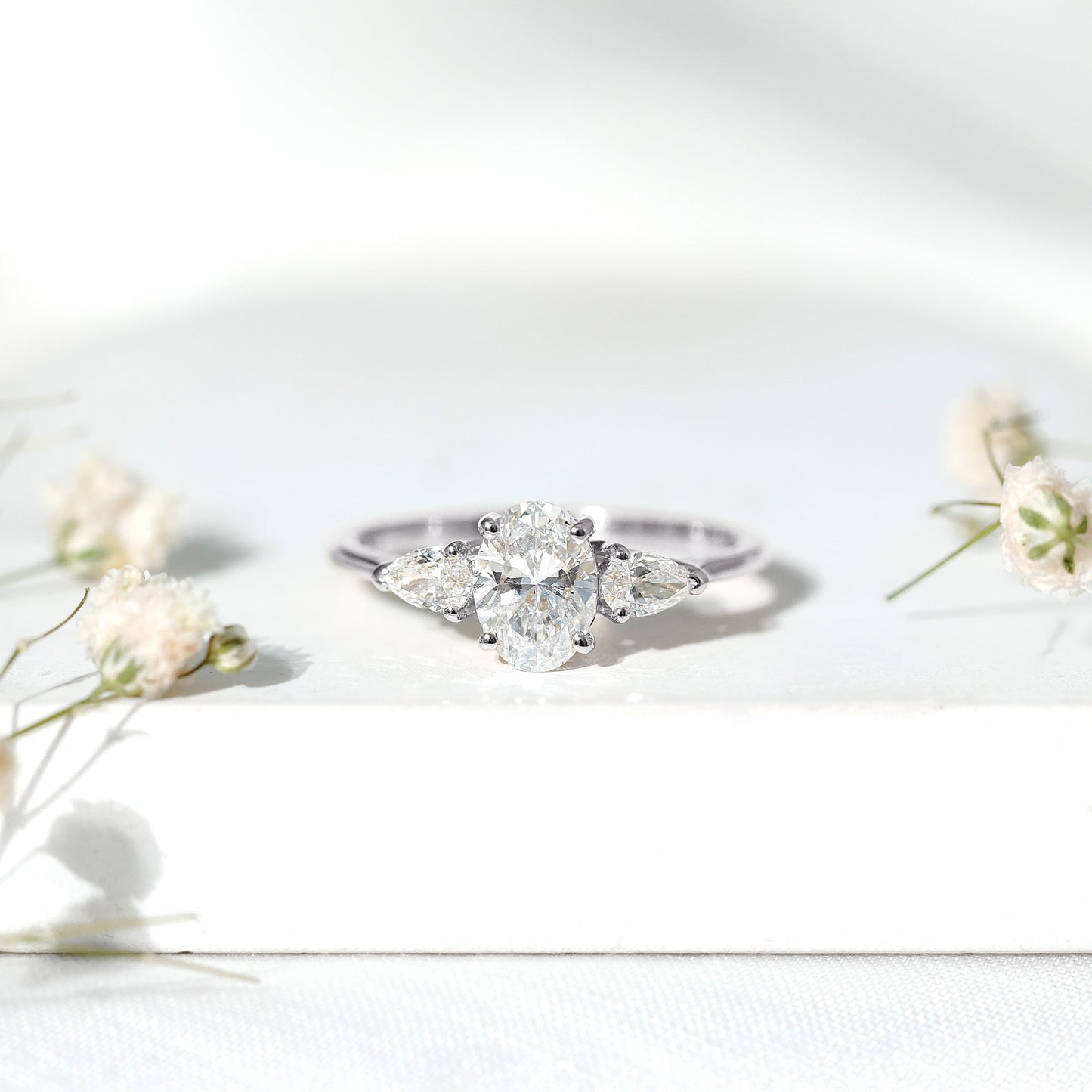 1 Carat Lab Grown Diamond Three Stone Engagement Ring with IGI Certificate
