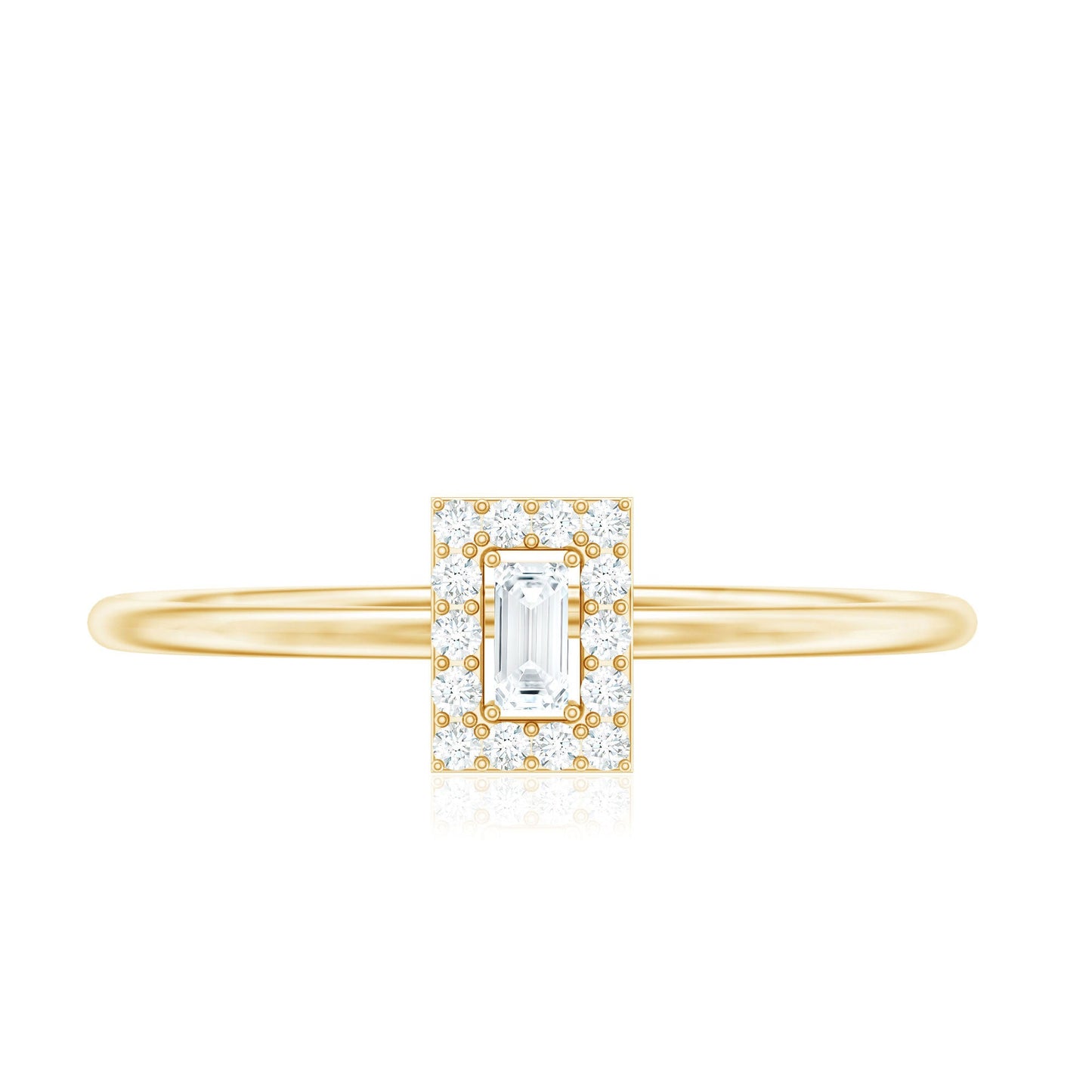 Baguette Cut Diamond Halo Promise Ring with Certificate