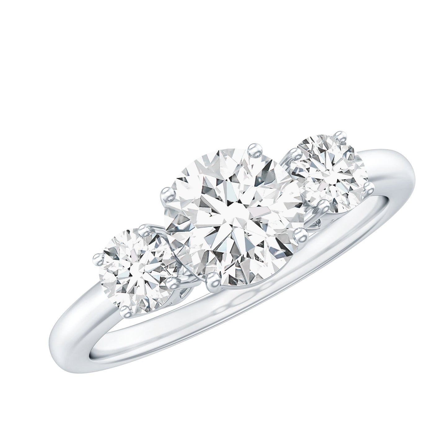 Certified Moissanite 3 Stone Engagement Ring