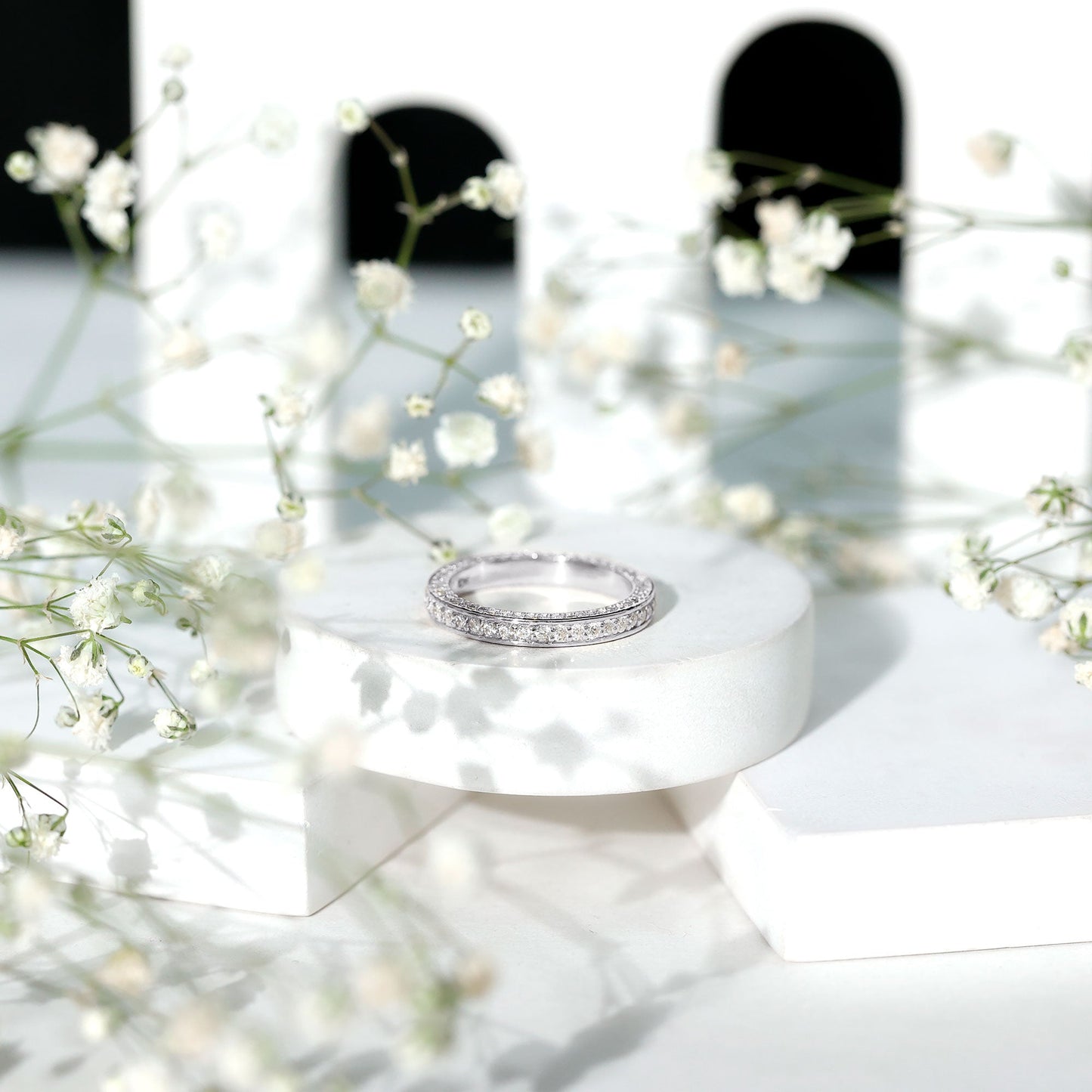 Round Cut Moissanite Full Eternity Wedding Band Ring
