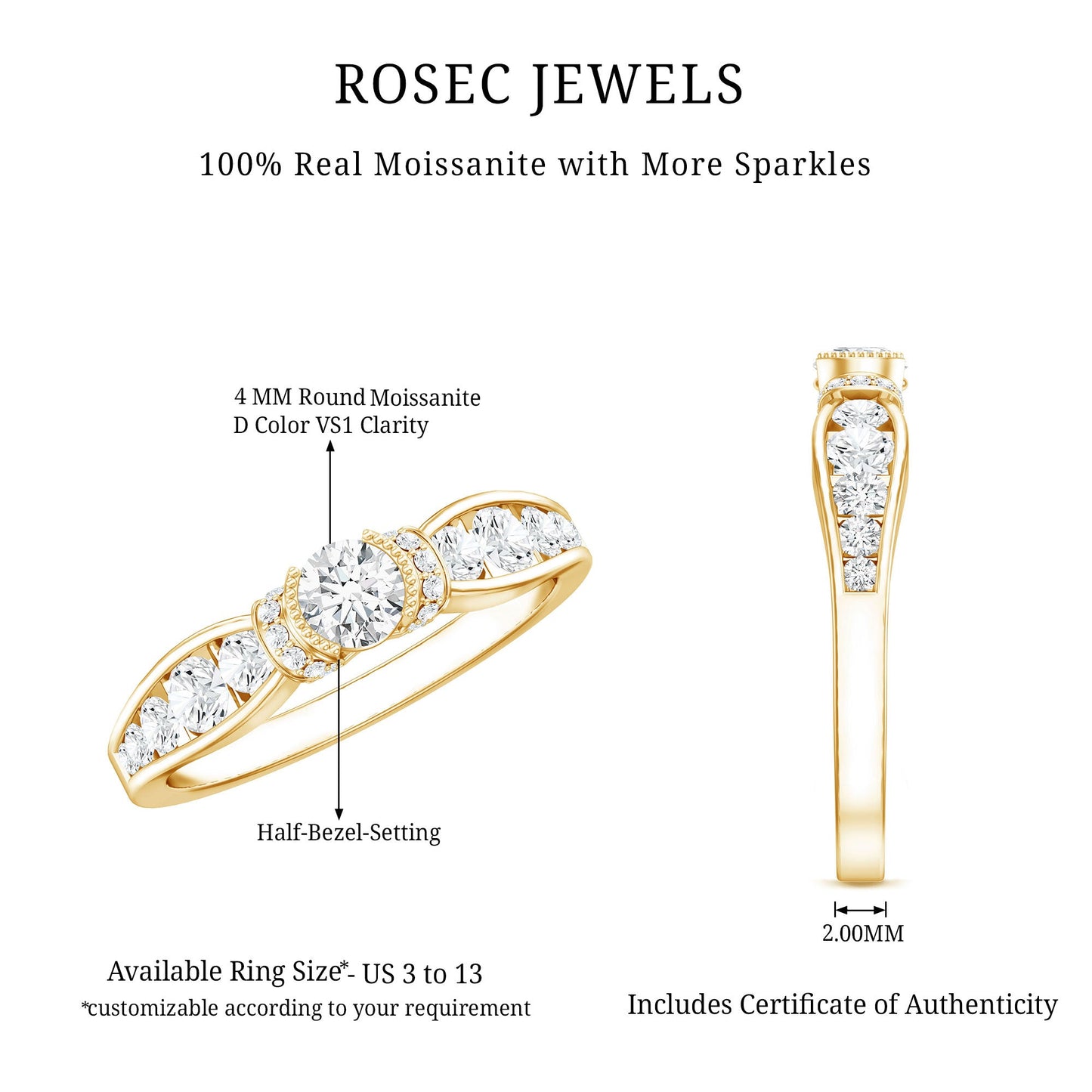 Vintage Style Moissanite Engagement Ring for Women