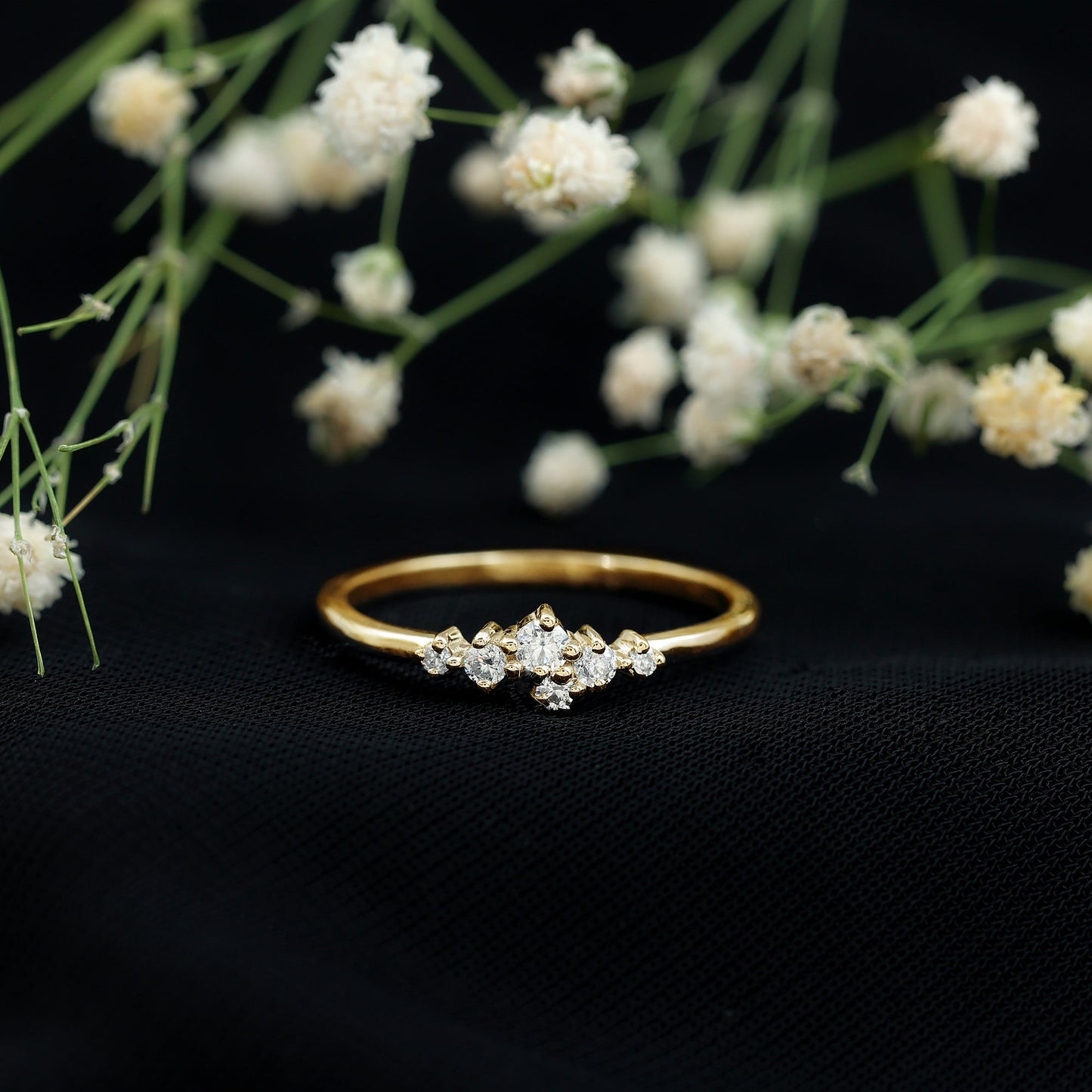 Certified Diamond Cluster Promise Ring in Prong Setting
