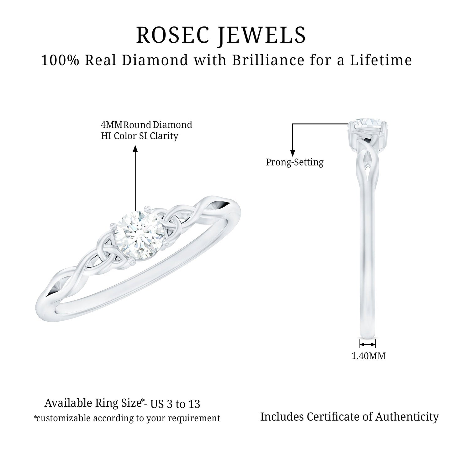 Certified Diamond Celtic Knot Promise Ring