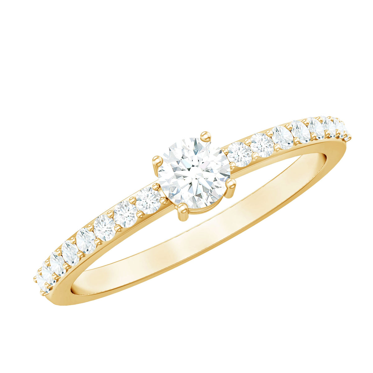 Round Diamond Solitaire Ring with Side Stones