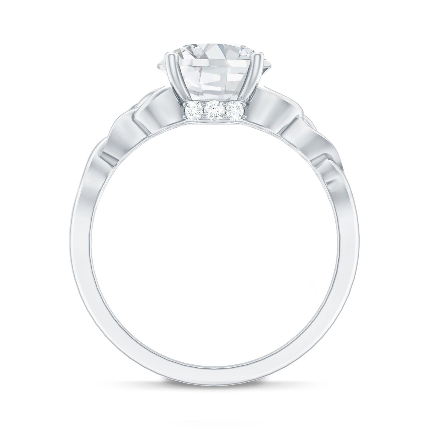 Round Moissanite Solitaire Engagement Ring with Celtic Details