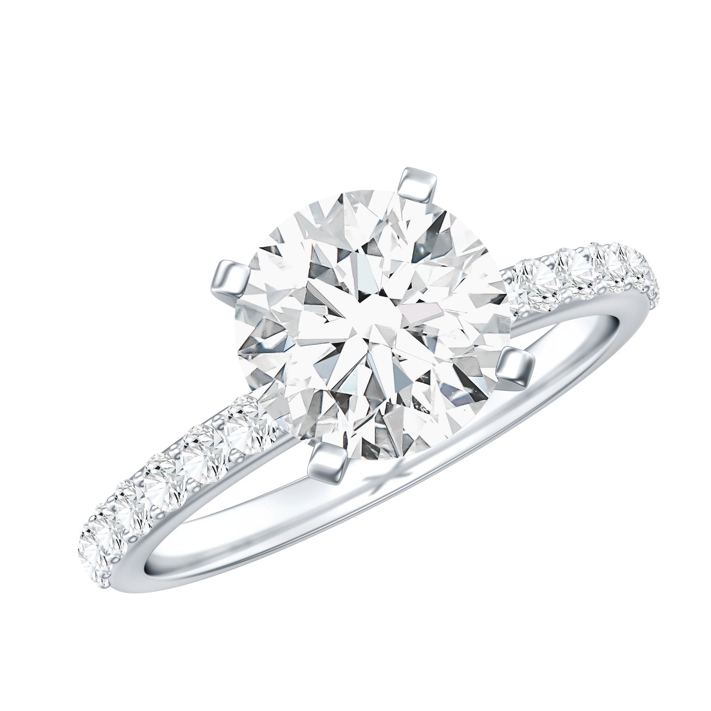 Certified 2 Carat Moissanite Solitaire Engagement Ring in Silver