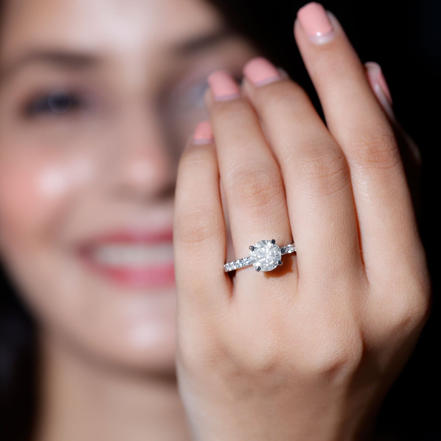 Certified 2 Carat Moissanite Solitaire Engagement Ring in Silver