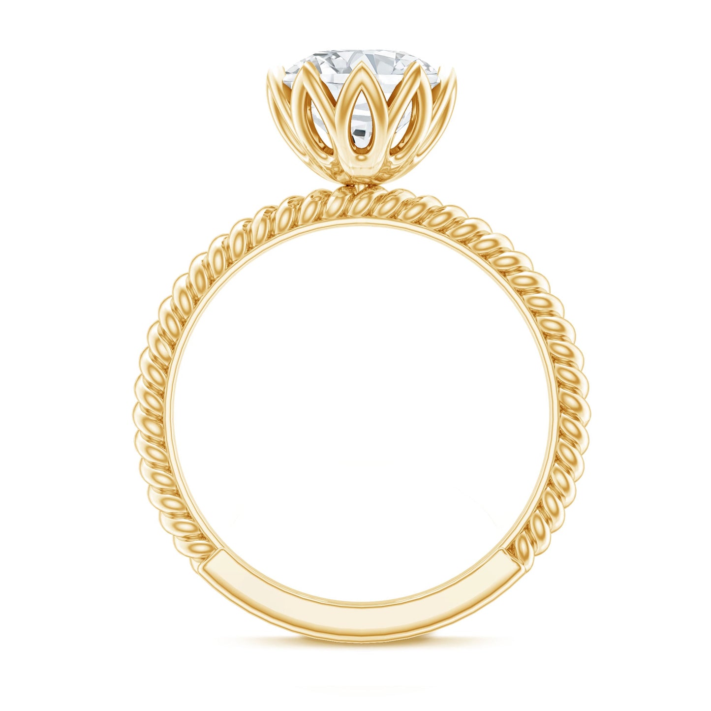 2 CT Moissanite Engagement Ring with Twisted Rope Band