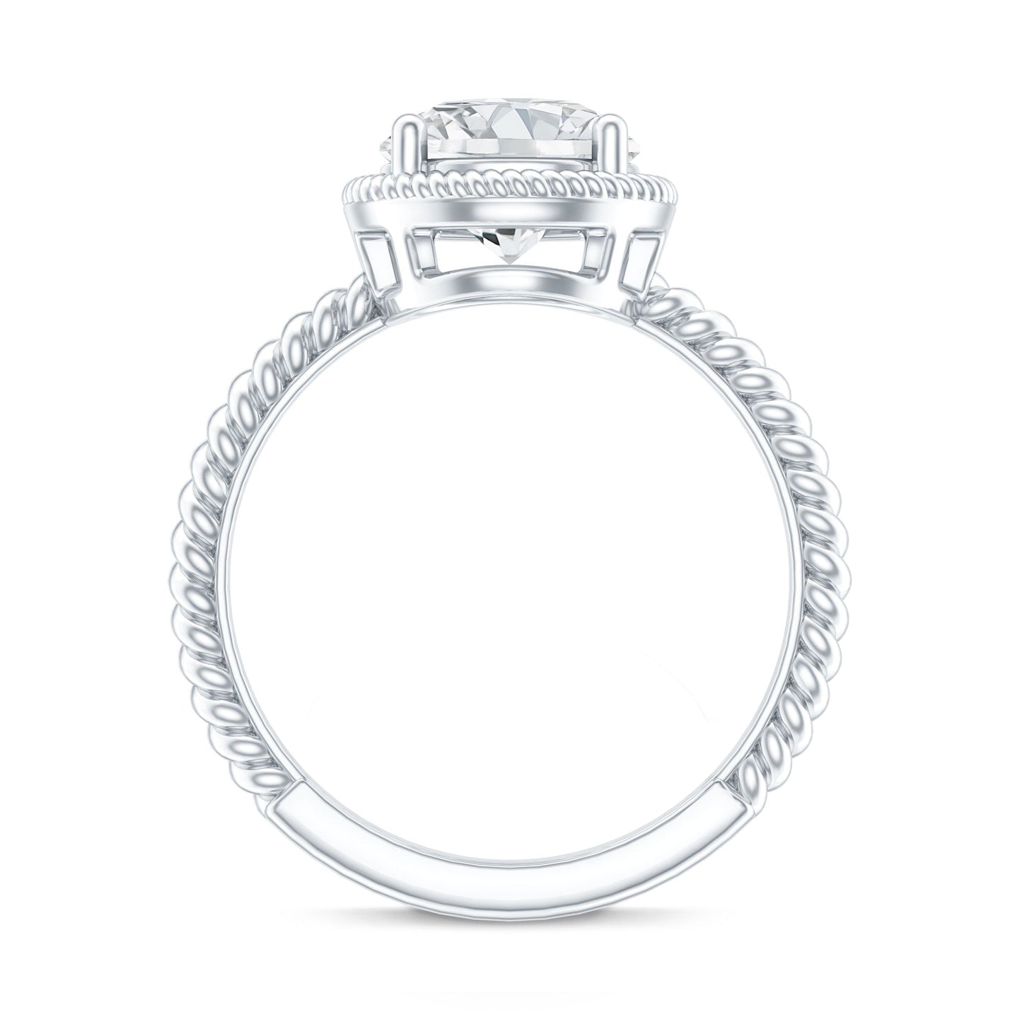 Brilliant Cut 2 Carat Moissanite Rope Band Engagement Ring