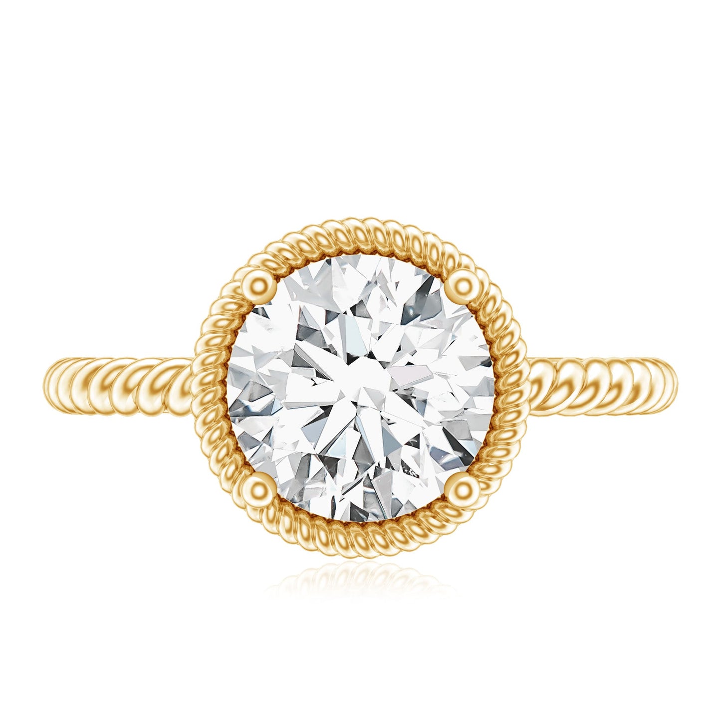 Brilliant Cut 2 Carat Moissanite Rope Band Engagement Ring