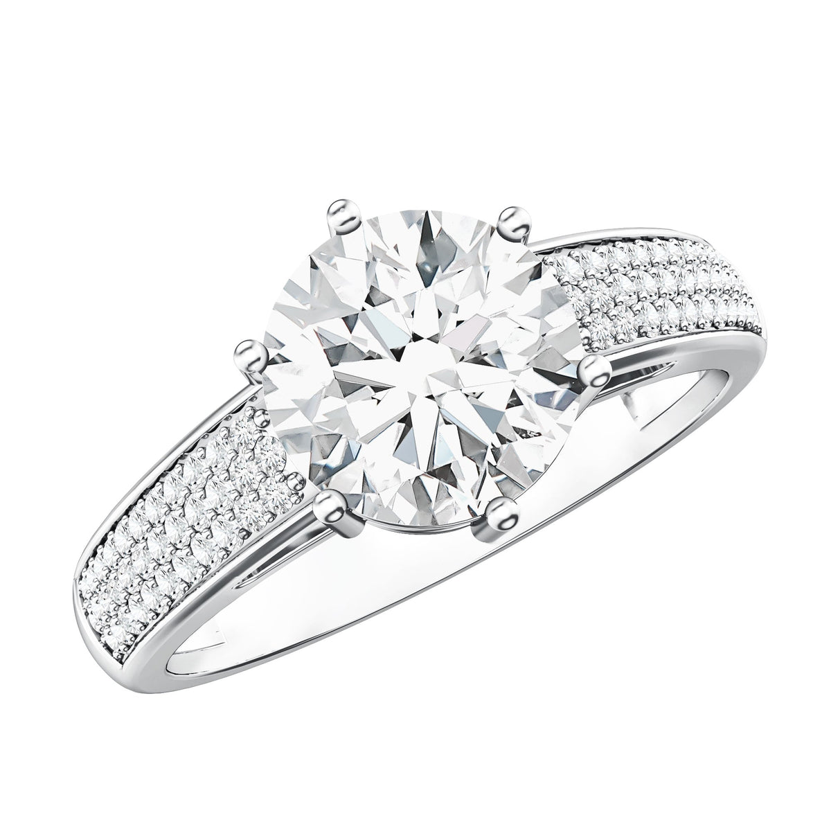 Certified Moissanite Side Stone Engagement Ring for Women