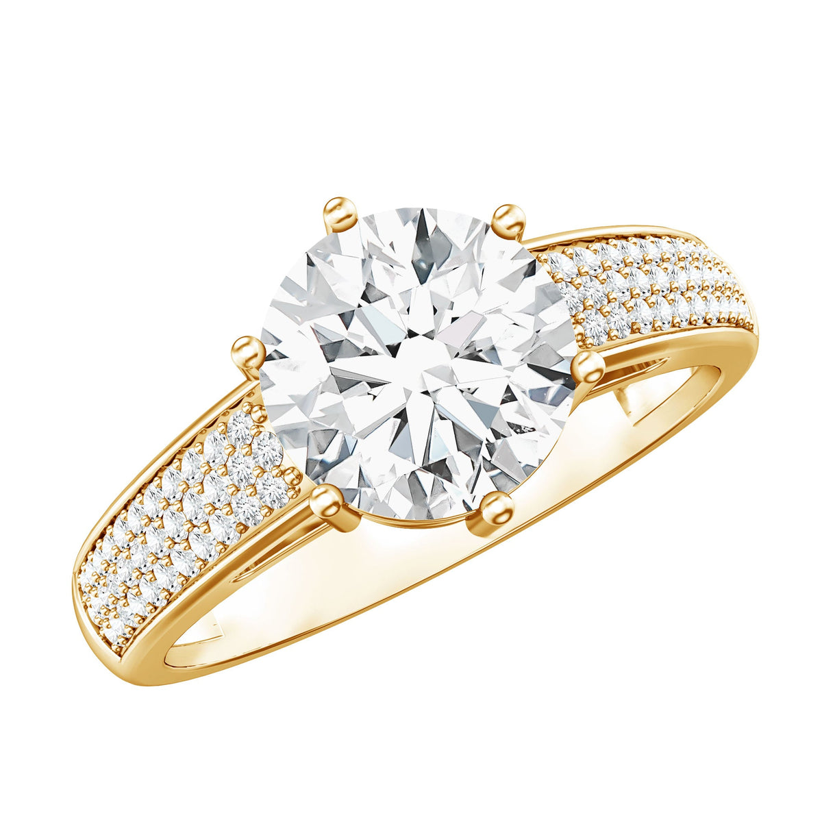 Certified Moissanite Side Stone Engagement Ring for Women