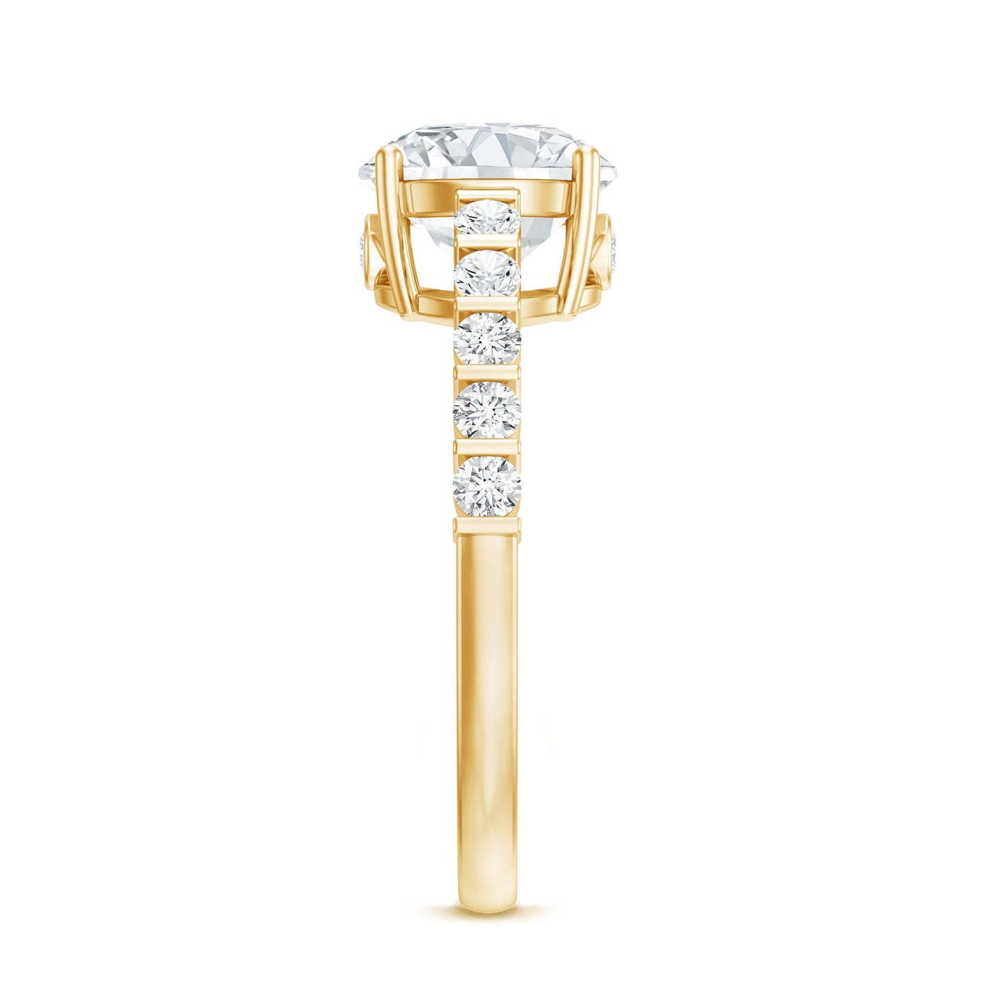 Solitaire Moissanite Engagement Ring with Side Stones