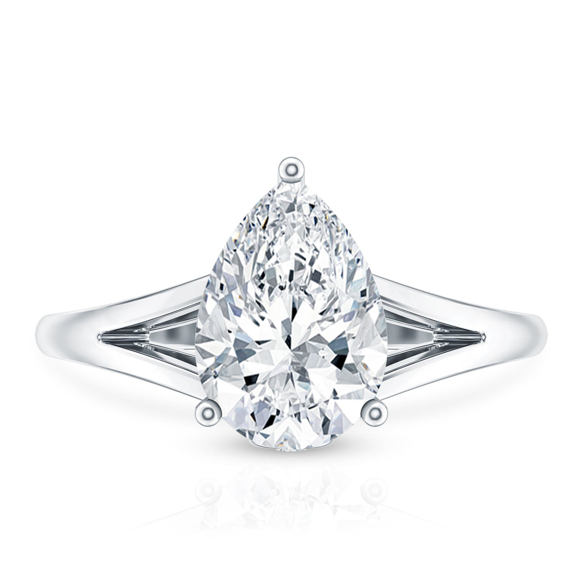Pear Shaped Moissanite Split Shank Engagement Ring