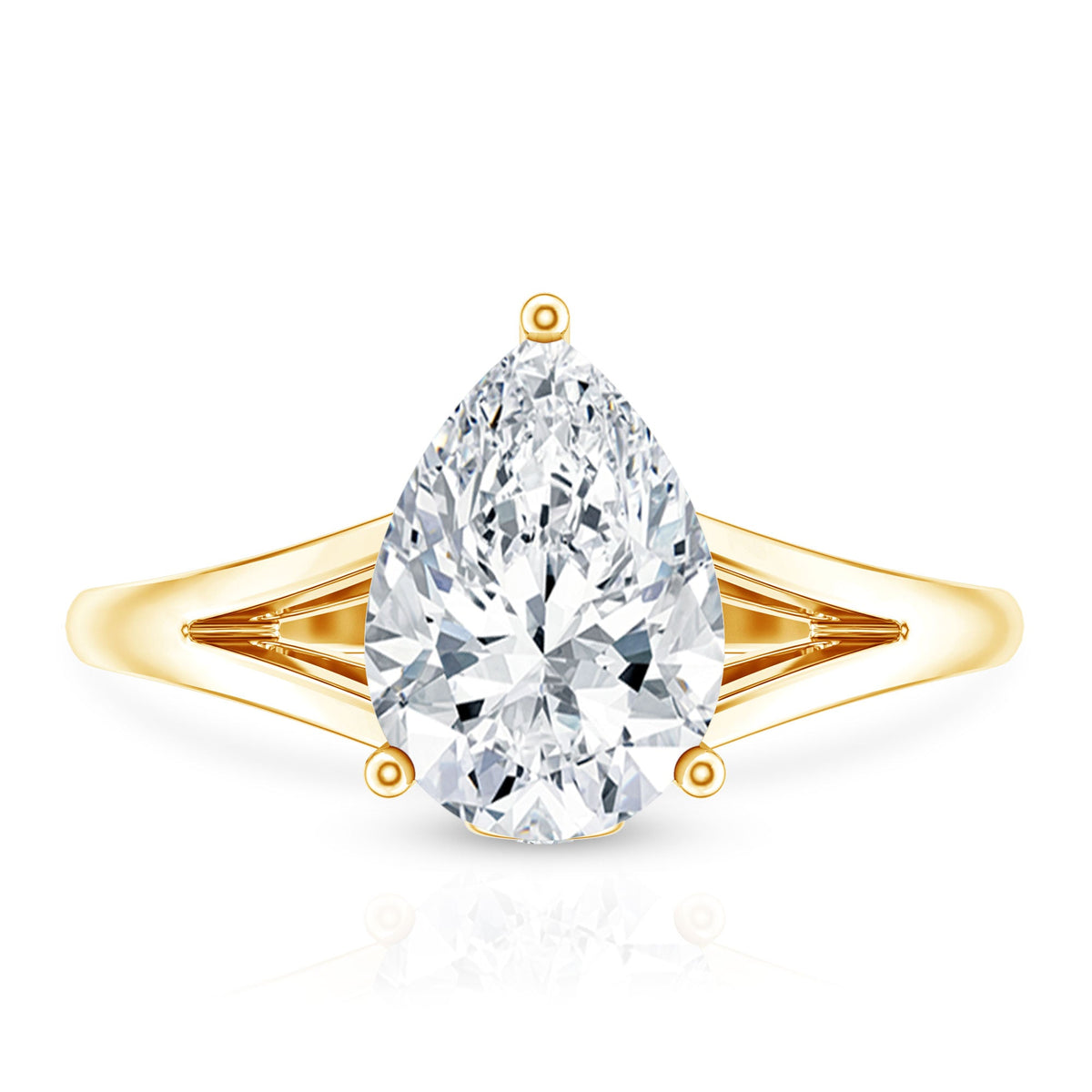 Pear Shaped Moissanite Split Shank Engagement Ring
