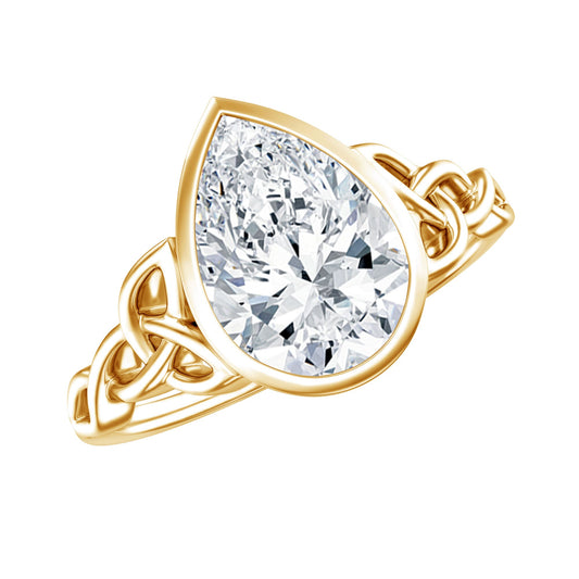 2.2 Carat Pear Shape Moissanite Celtic Knot Engagement Ring