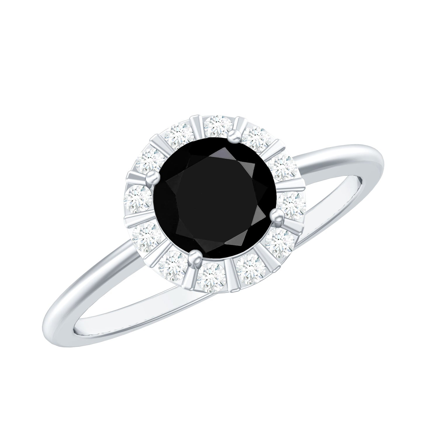 1.3 Carat Lab Created Black and White Diamond Halo Engagement Ring