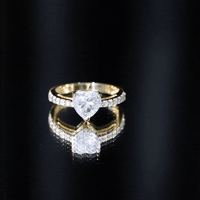 2 CT Moissanite Heart Engagement Ring With Side Stones