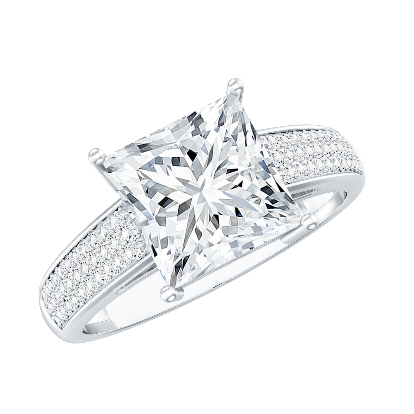 Princess Cut Moissanite Engagement Ring With Certificate