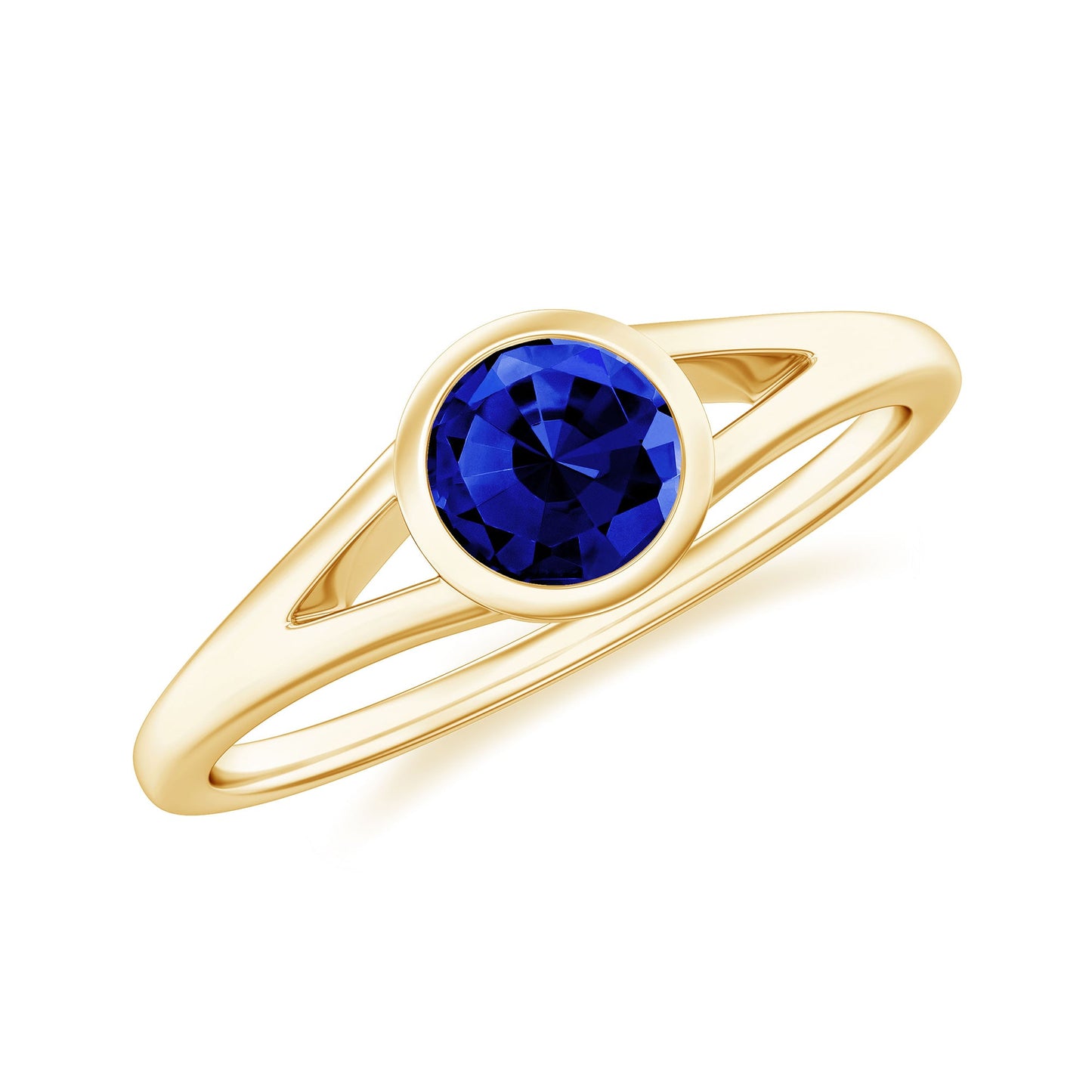Certified 0.6 Carat Lab Grown Blue Sapphire Promise Ring with Split Shank