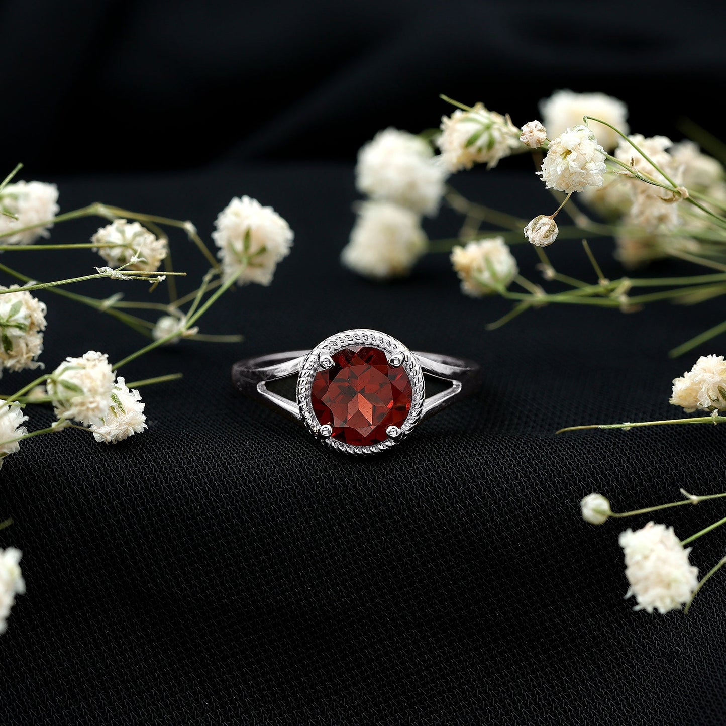 2.3 Carat Solitaire Garnet Engagement Ring with Split Shank