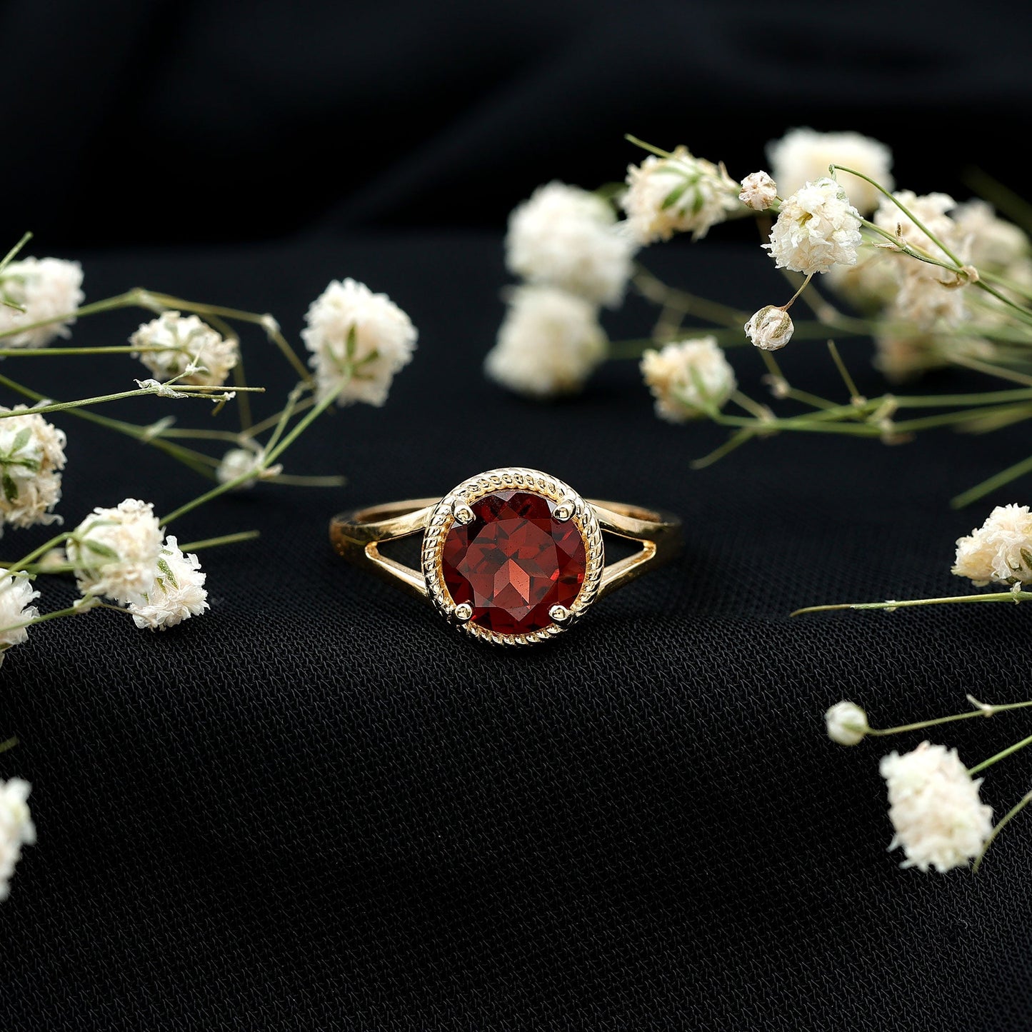 2.3 Carat Solitaire Garnet Engagement Ring with Split Shank