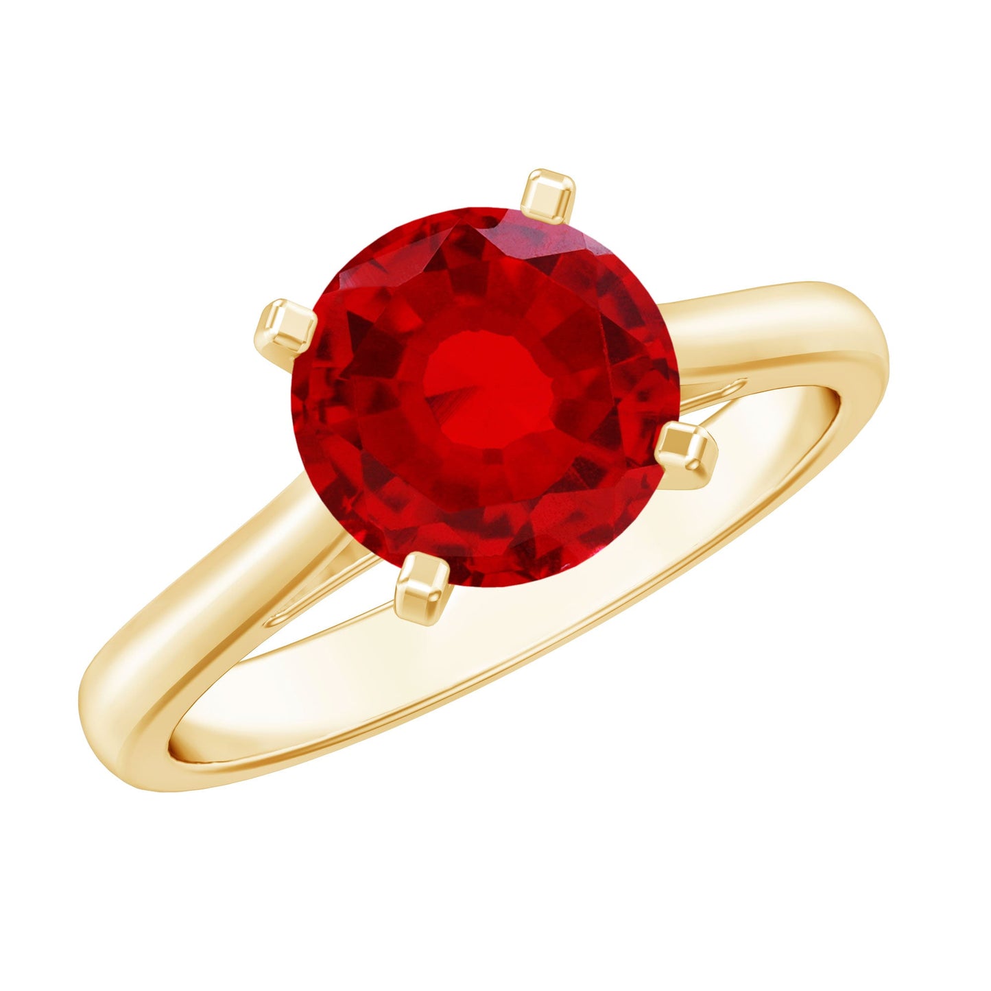 Solitaire 2.3 Carat Round Lab Grown Ruby Cathedral Engagement Ring
